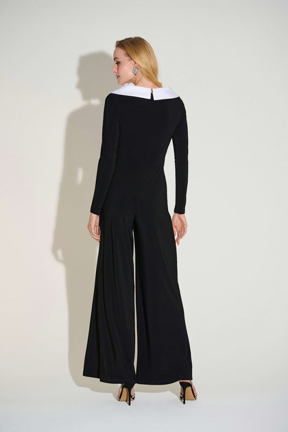 Joseph Ribkoff Signature | Silky Knit & Satin Wide Leg Jumpsuit