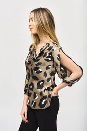 Joseph Ribkoff Multi Print Cowl Neck Blouse 243108