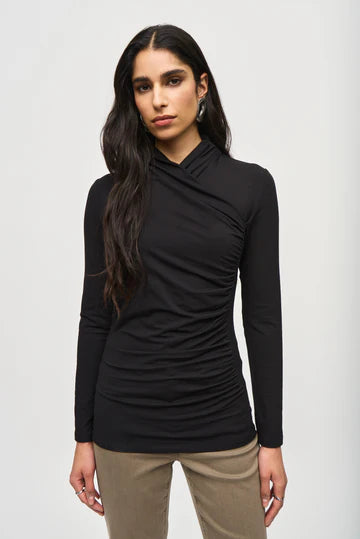 Joseph Ribkoff Fitted Elegant Black Cowl Neck Blouse 243148