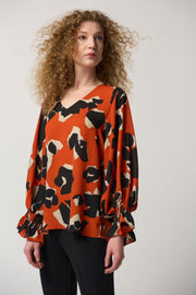 Joseph Ribkoff Rust Orange Cheetah Top 233201