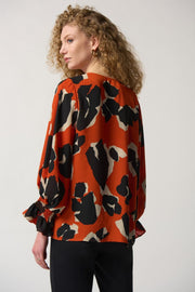 Joseph Ribkoff Rust Orange Cheetah Top 233201