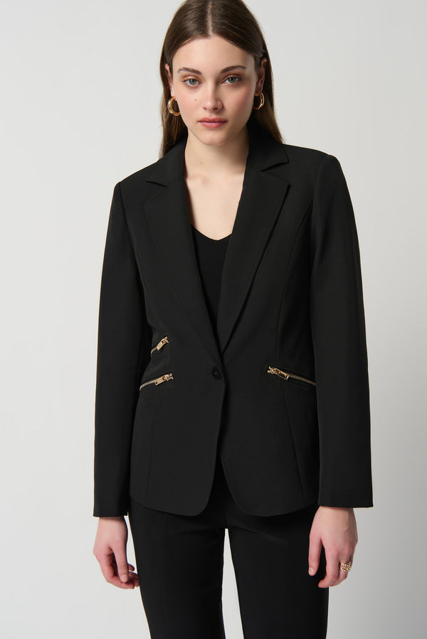 Joseph Ribkoff Black Blazer Gold Zipper 234929