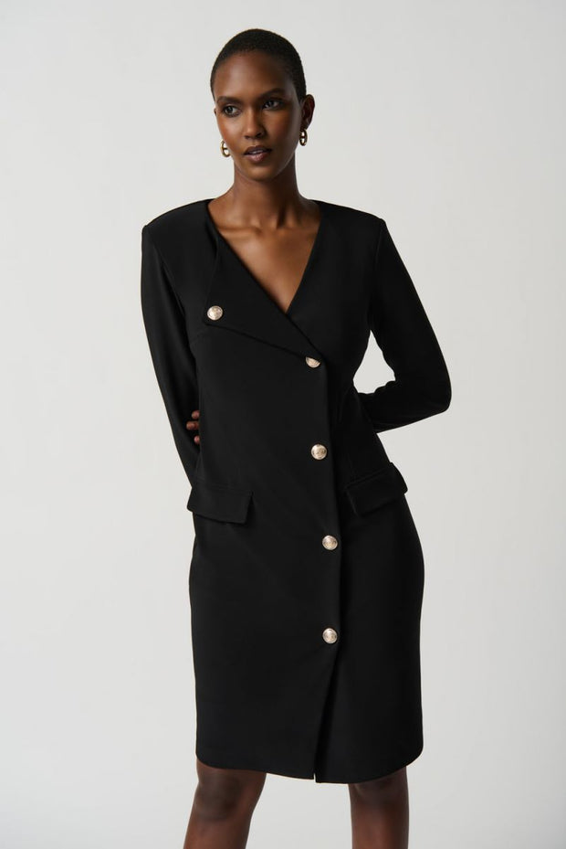 Joseph Ribkoff Black Nautical Dress Gold Buttons 234153