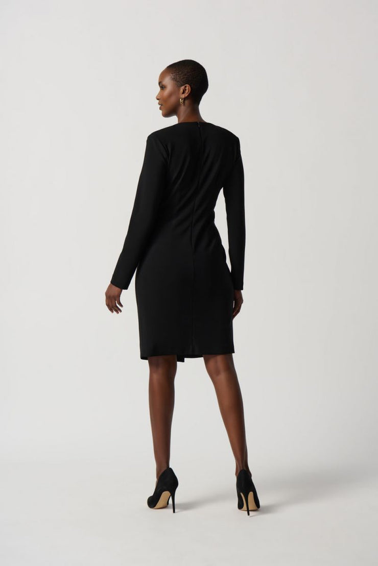 joseph ribkoff black and gold dress Vintage Creations Joseph Ribkoff Long Sleeve Dress Leaf Pattern Black Gold Sz 10