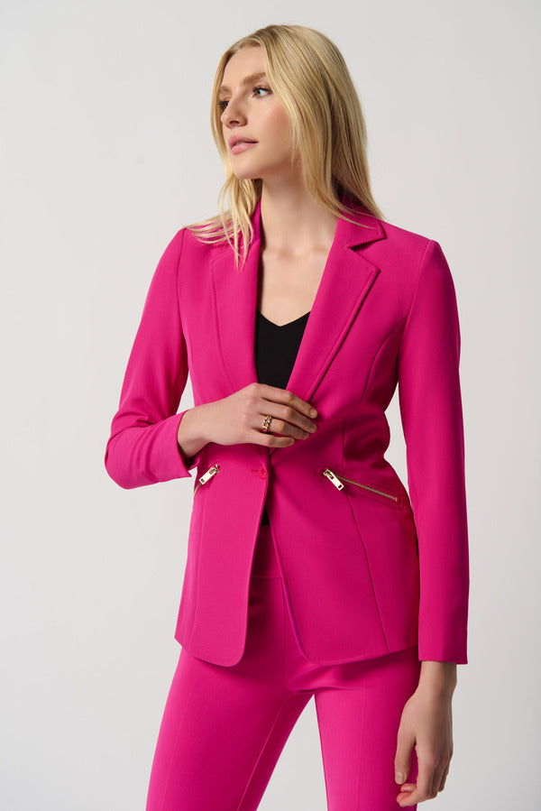 Joseph Ribkoff Hot Pink Jacket Gold Zippers 234929