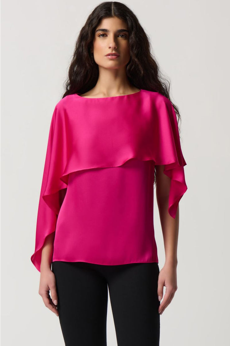 Joseph Ribkoff Hot Pink Cape Blouse 234023