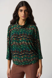 Joseph Ribkoff Green Brown Geo Top 233292