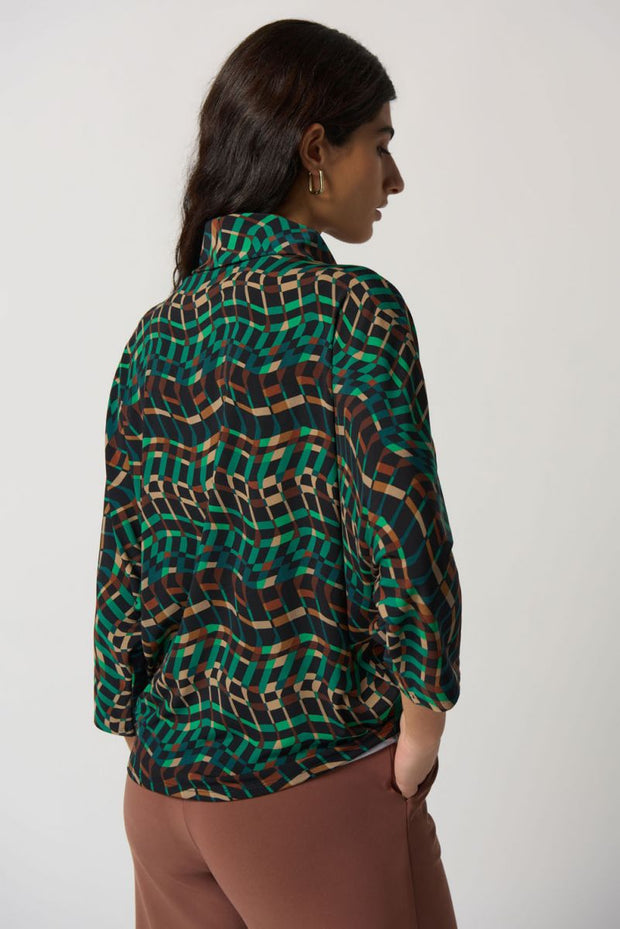 Joseph Ribkoff Green Brown Geo Top 233292