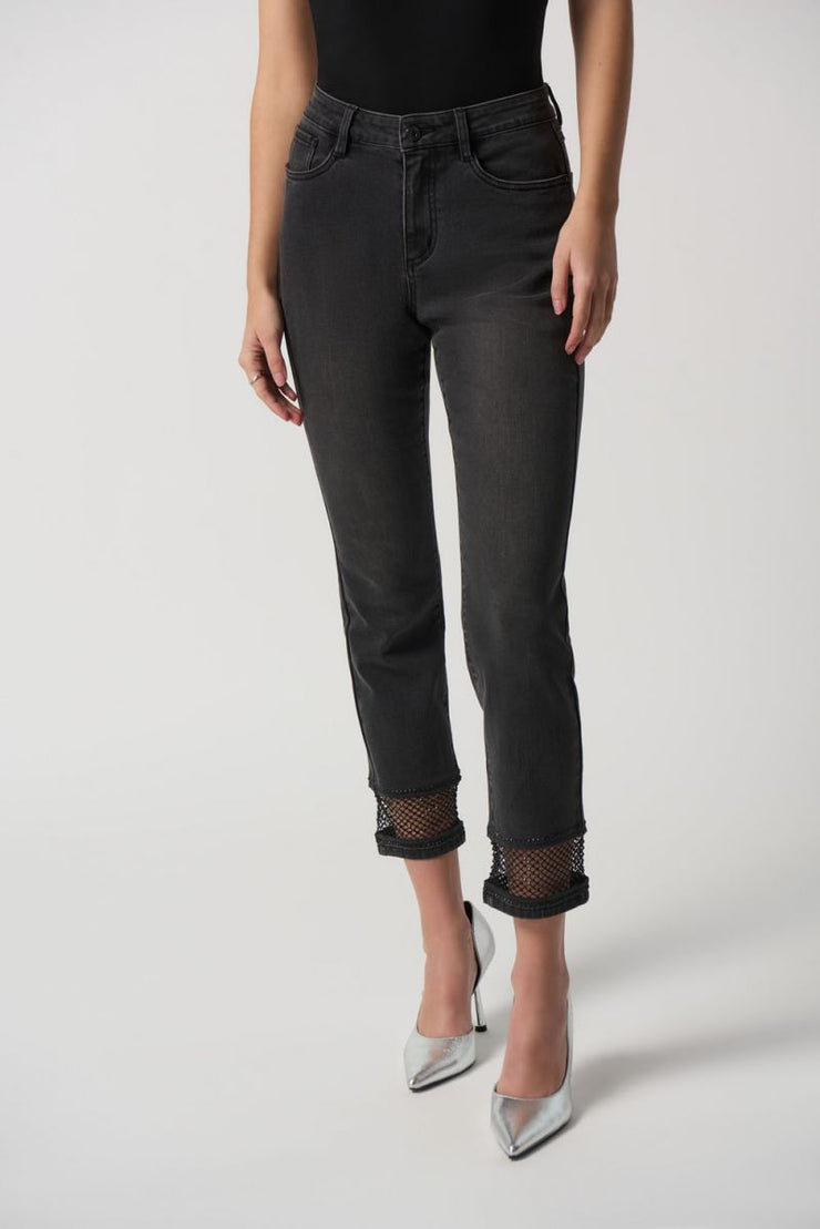 Joseph Ribkoff Black Denim Fishnet Jean 233933