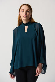 Joseph Ribkoff Green Cape Blouse 234245
