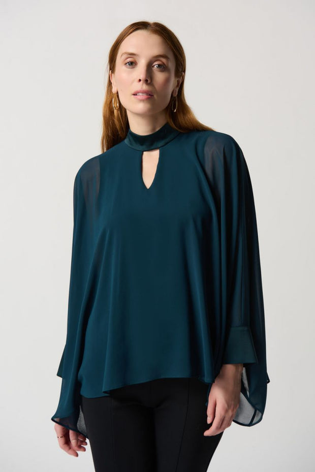 Joseph Ribkoff Green Cape Blouse 234245