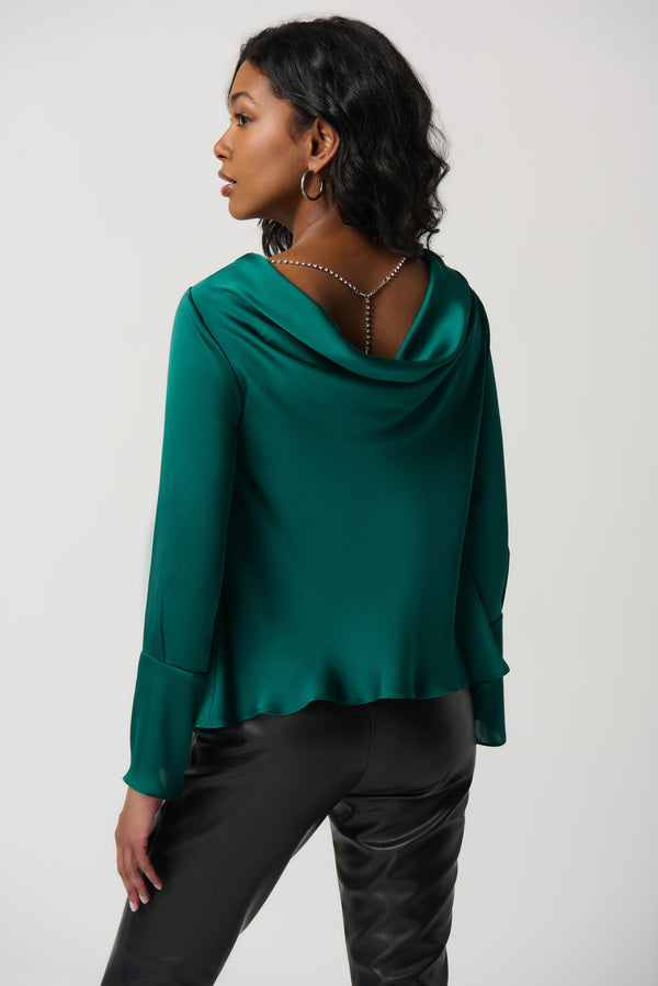 Joseph Ribkoff Green Diamond Drop Blouse 234045