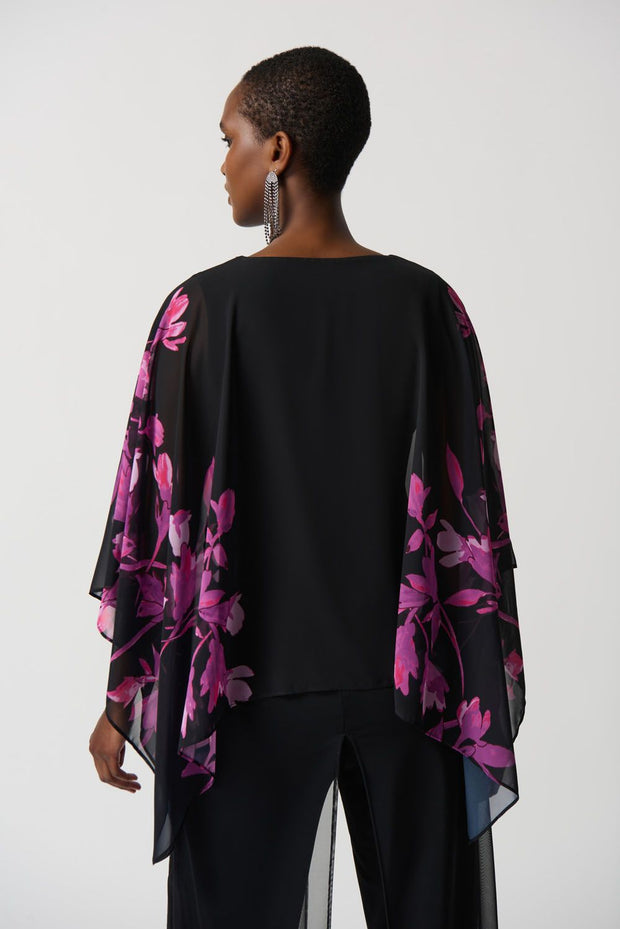 Joseph Ribkoff Pink Floral Sparkle Blouse 234199