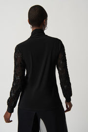 Joseph Ribkoff Black Flower Sleeve Top 234255