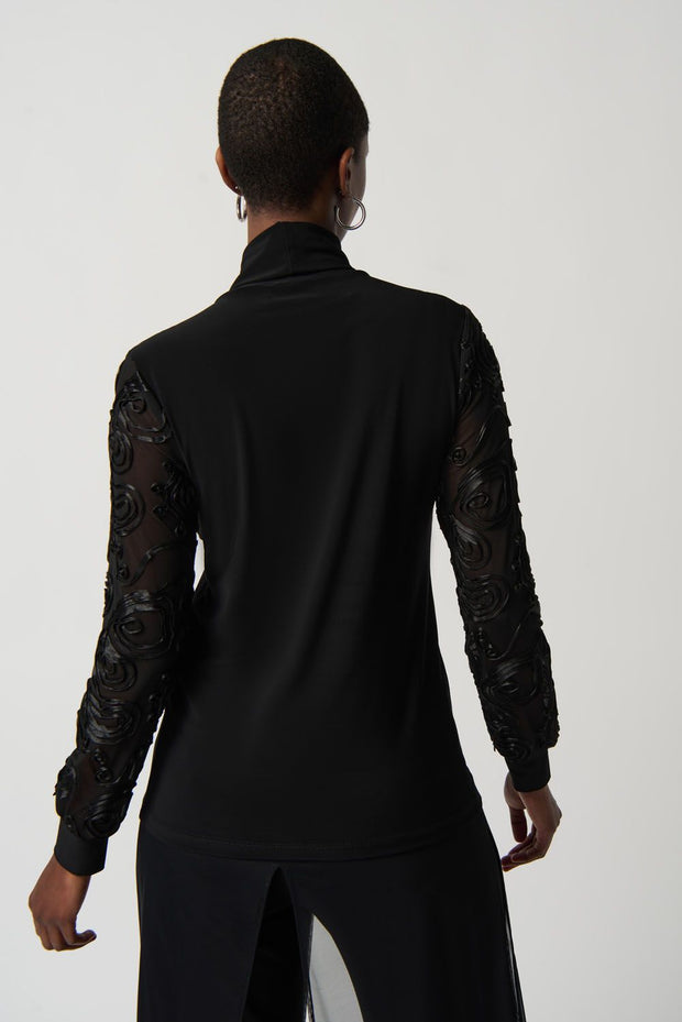 Joseph Ribkoff Black Flower Sleeve Top 234255