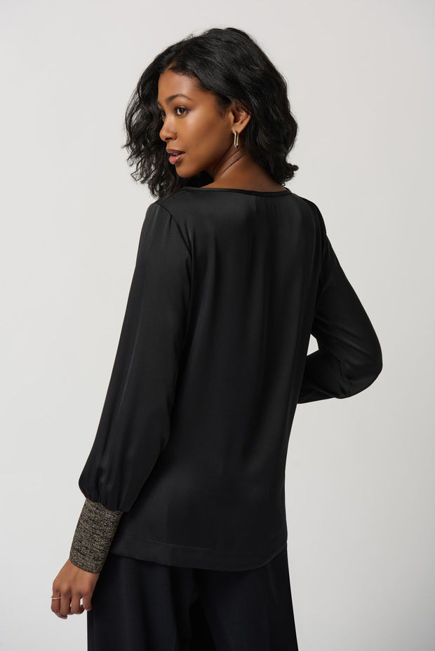 Joseph Ribkoff Black Gold Cuff Blouse 234085