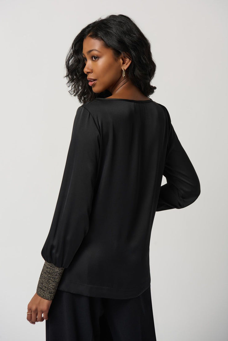 Joseph Ribkoff Black Gold Cuff Blouse 234085