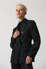 Joseph Ribkoff Black Shiny Tweed Blazer 233971
