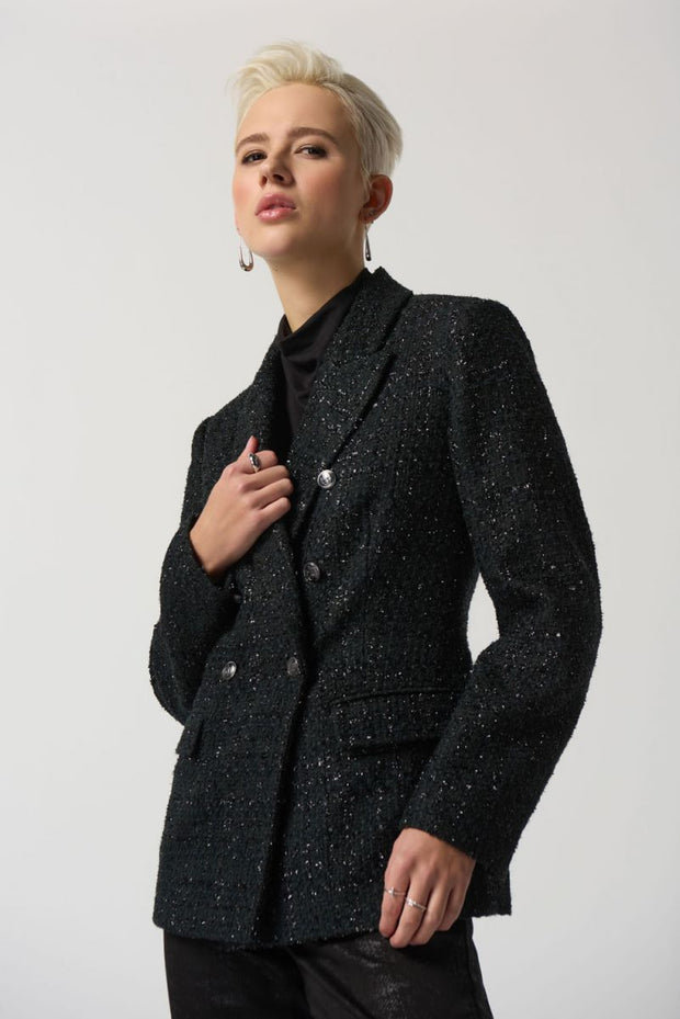 Joseph Ribkoff Black Shiny Tweed Blazer 233971