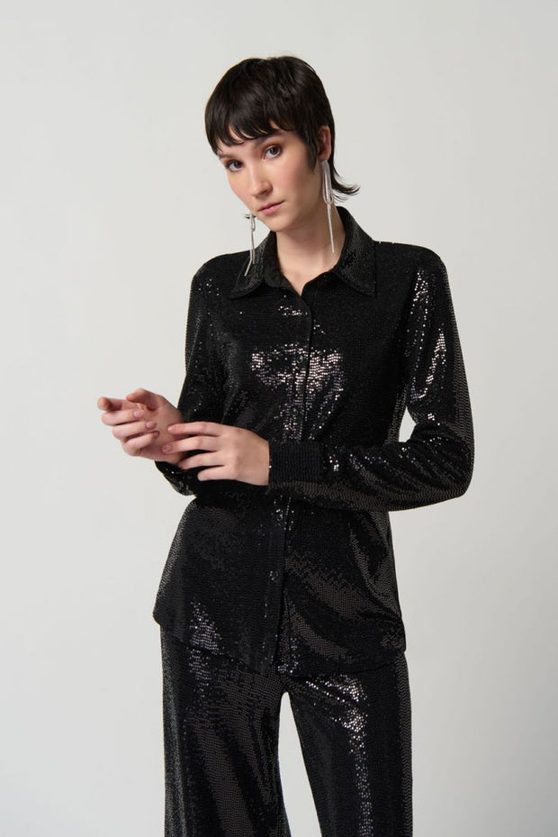 Joseph Ribkoff Black Sequin Top 234091