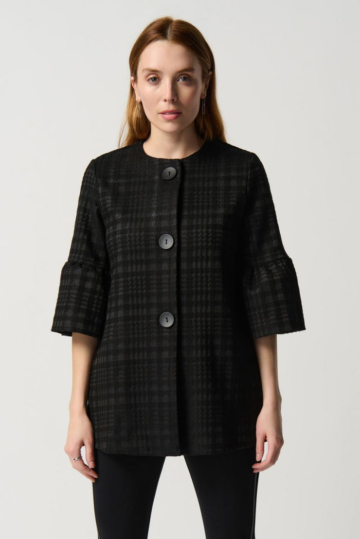 Joseph Ribkoff Black Plaid Tweed Coat 234057
