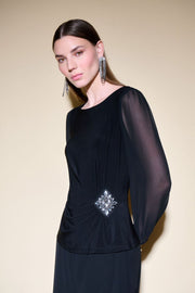 Joseph Ribkoff Black Side Embellishment Top 234702