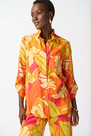 Joseph Ribkoff Pink Multi Floral Trapeze Blouse 242915