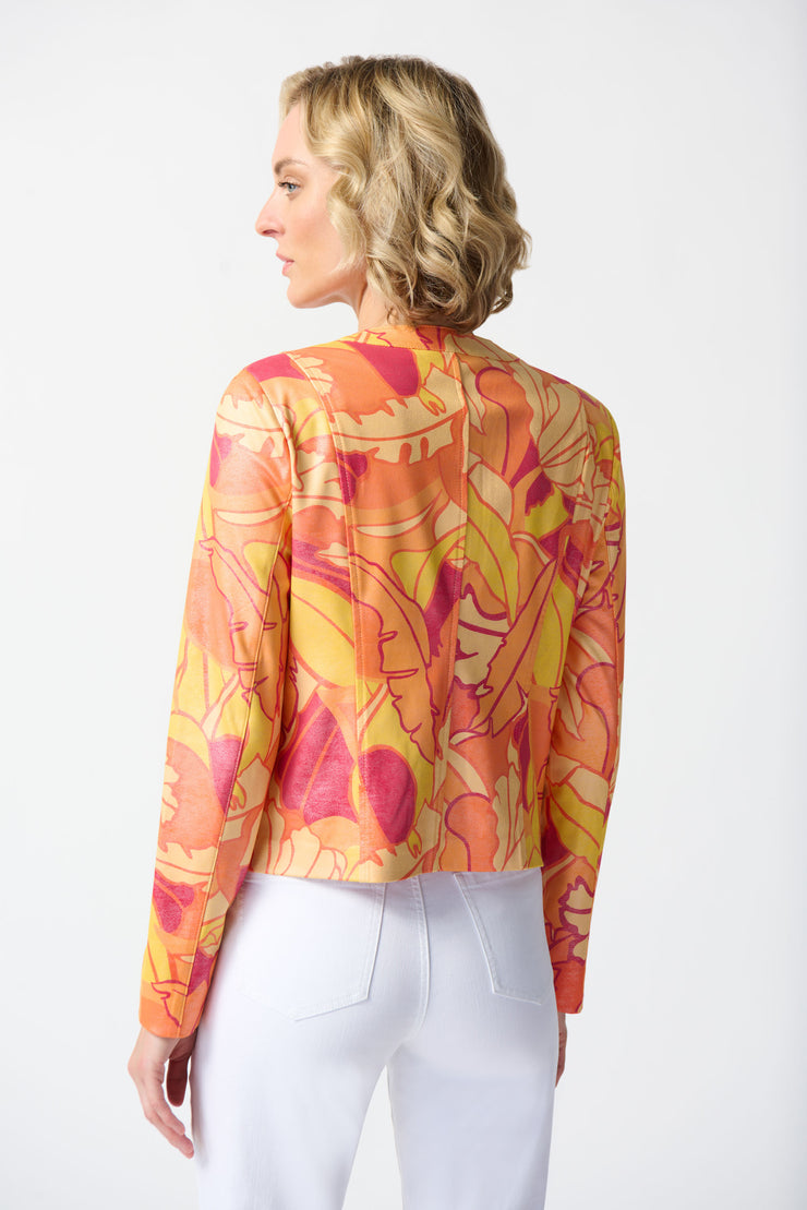 Joseph Ribkoff Floral Print Fitted Suede Like Jacket 242916