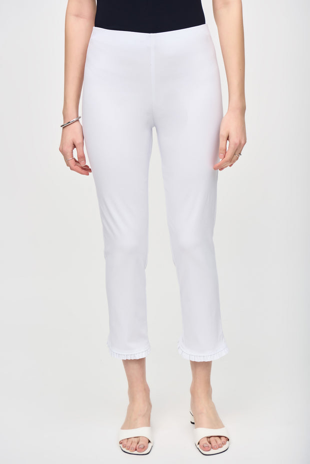 Joseph Ribkoff White Pant Ruffle Bottom 242145