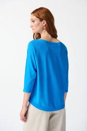 Joseph Ribkoff French Blue Boat Neck Pullover Sweater  242905