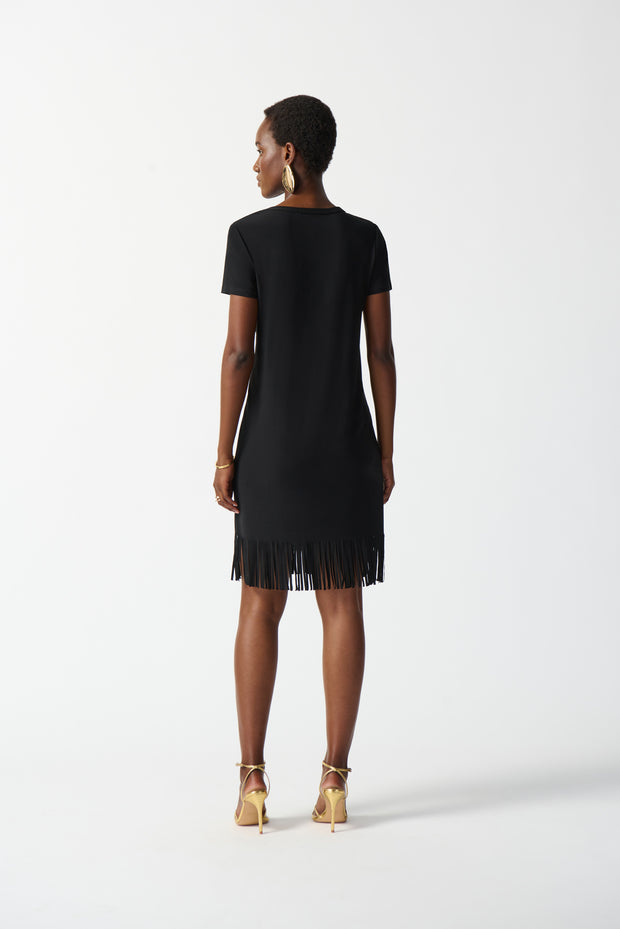 Joseph Ribkoff Black Fringe Dress 242113