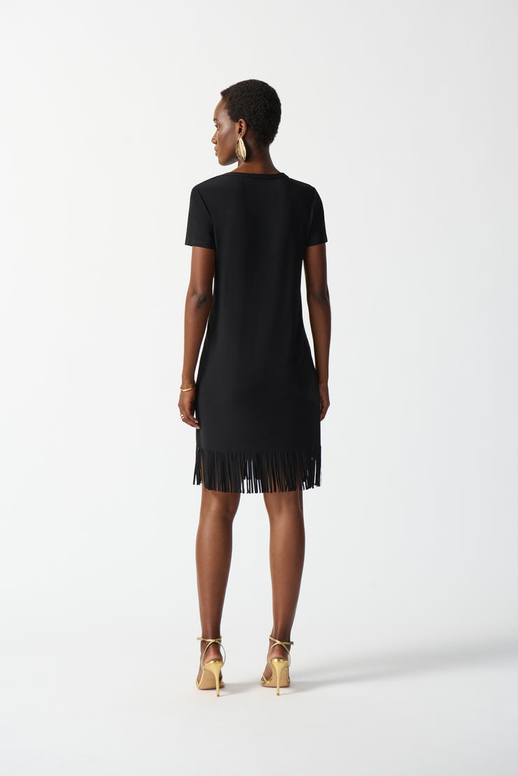 Joseph Ribkoff Black Fringe Dress 242113