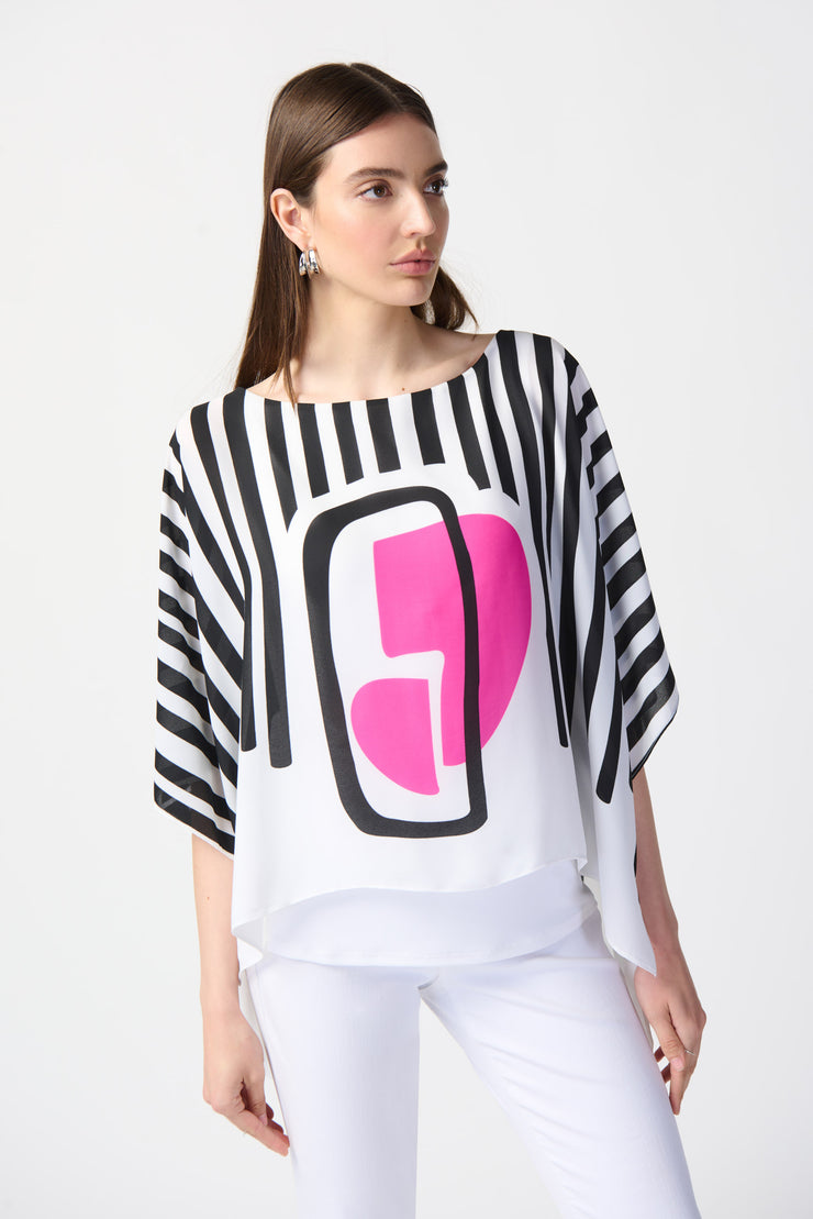 Joseph Ribkoff Vanilla Multi Abstract Print Poncho Top 241091