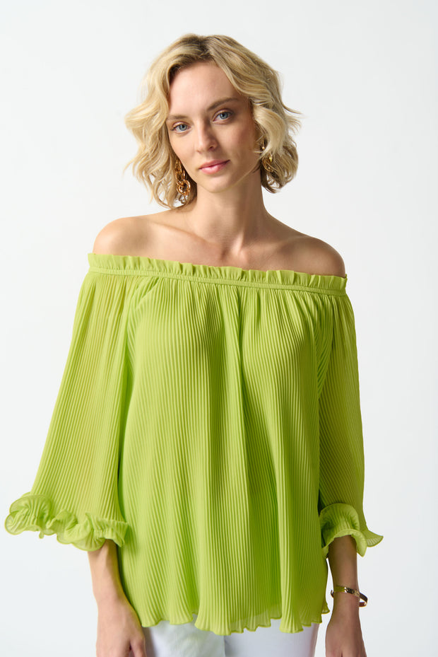 Joseph Ribkoff Bright Green Scalloped Sleeve Top 242909