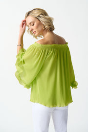 Joseph Ribkoff Bright Green Scalloped Sleeve Top 242909