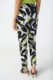 Joseph Ribkoff Black White Lime Abstract Pant 241266