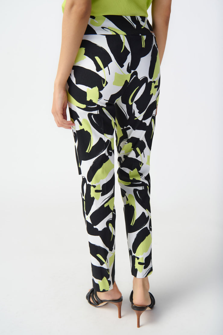 Joseph Ribkoff Black White Lime Abstract Pant 241266