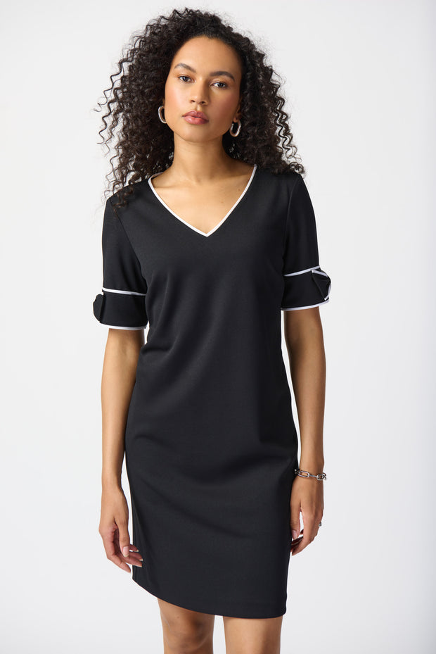 Joseph Ribkoff Black White Bow Accent Dress 241130