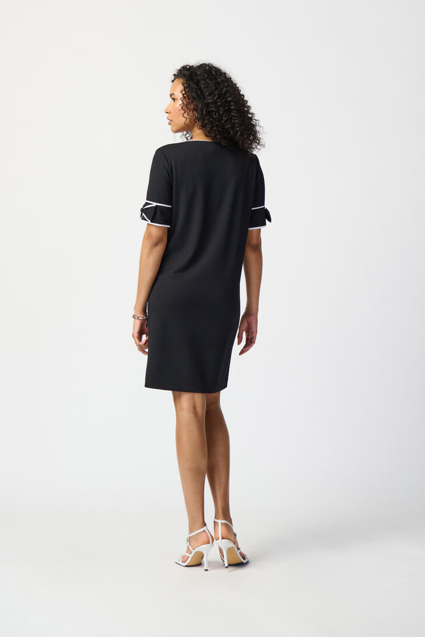 Joseph Ribkoff Black White Bow Accent Dress 241130