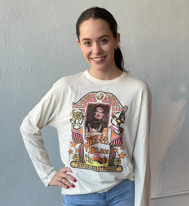 DAYDREAMER Willie Nelson Stone Long-sleeve Vintage