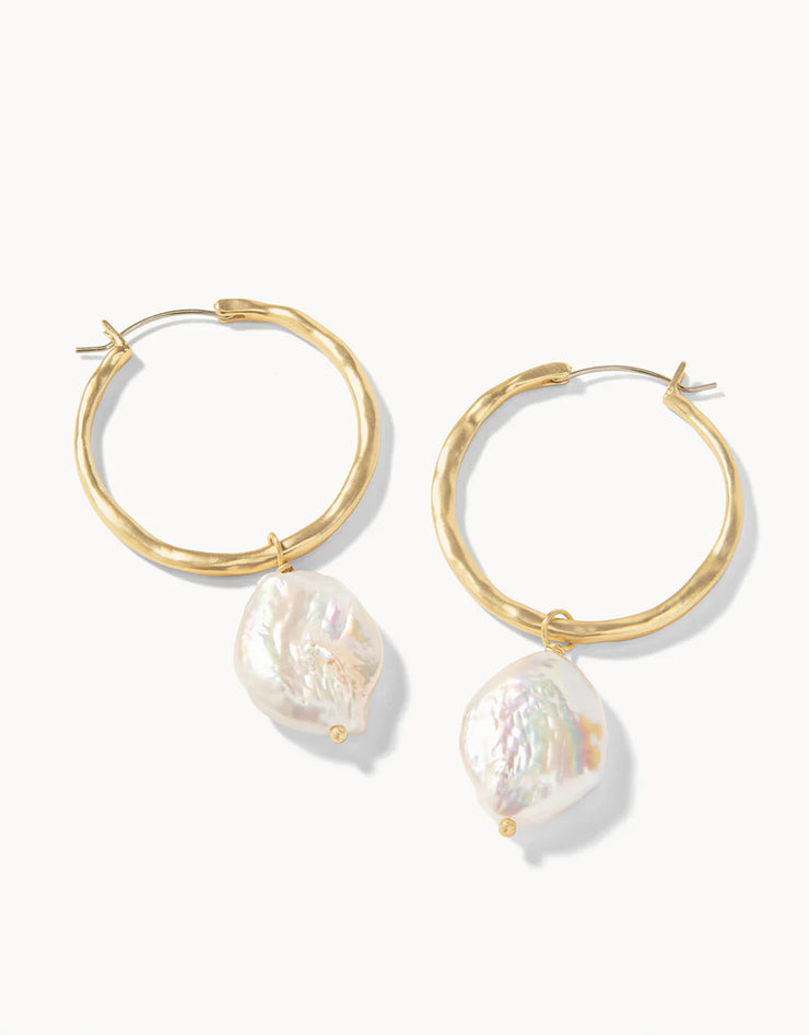 Spartina Pearl Drop Hoop Earrings