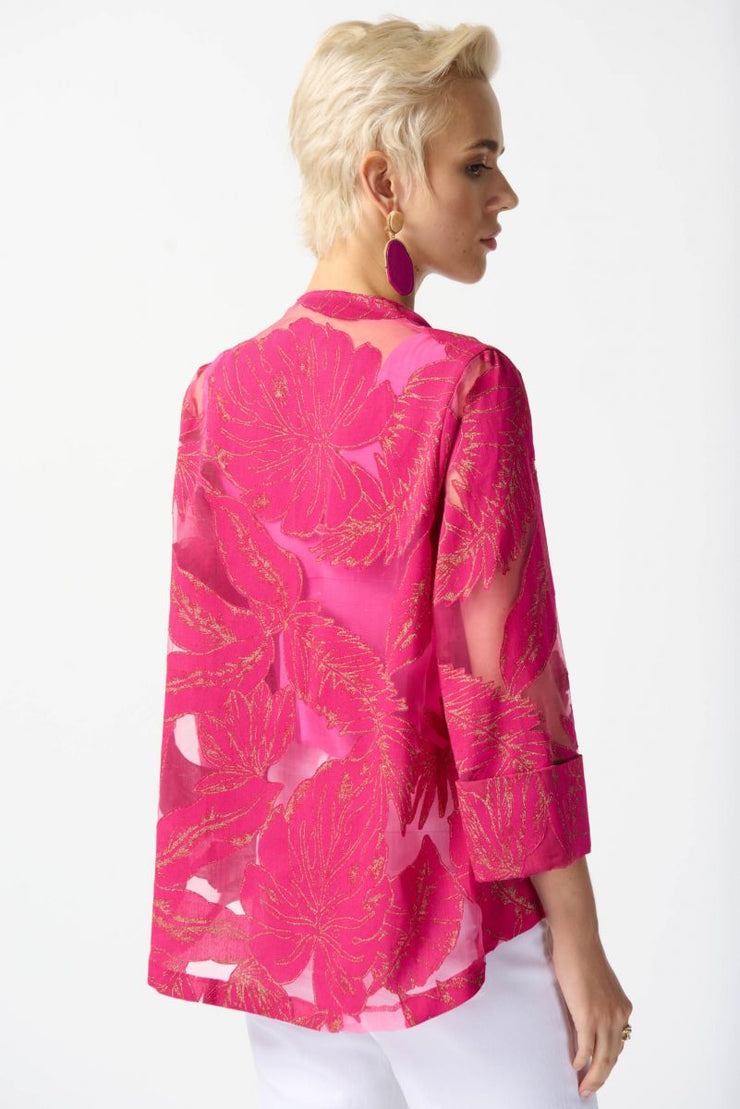 Joseph Ribkoff Pink and Gold Rose Glitter Jacket 242219