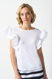 Joseph Ribkoff Ruffle Statement Sleeve Blouse 242236