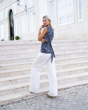 Marble 7426 Navy Swirl Top