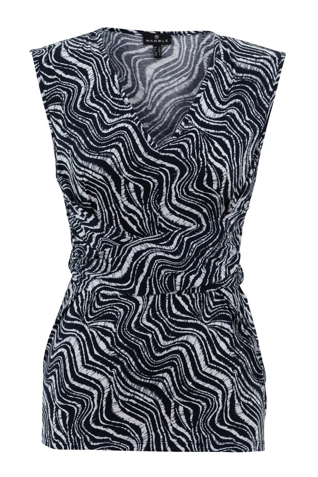Marble 7426 Navy Swirl Top