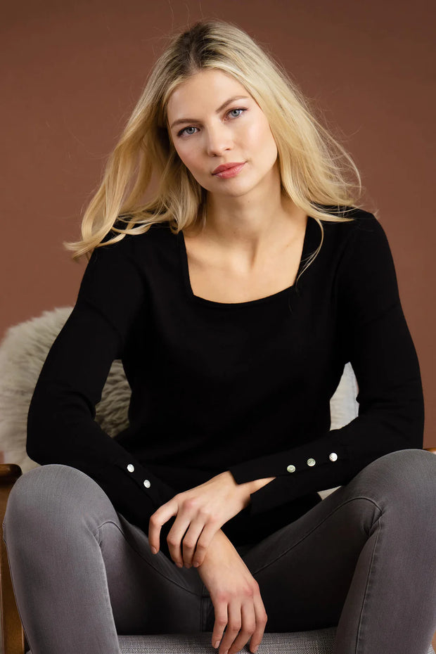 Marble 7108 Black Square Sweater Top