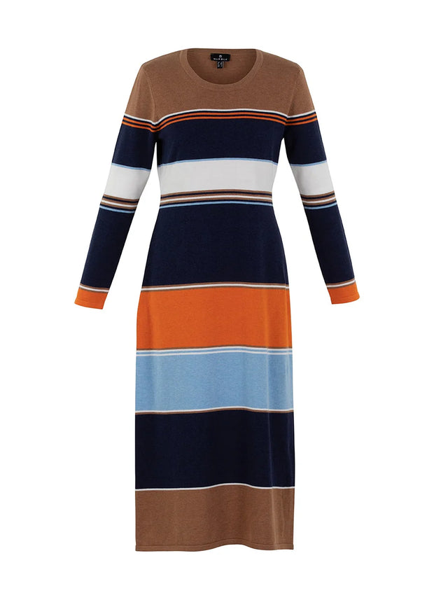 Marble 7216 Brown and Blue Dress