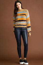 Marble 7133 Brown and Blue Eyelash Sweater