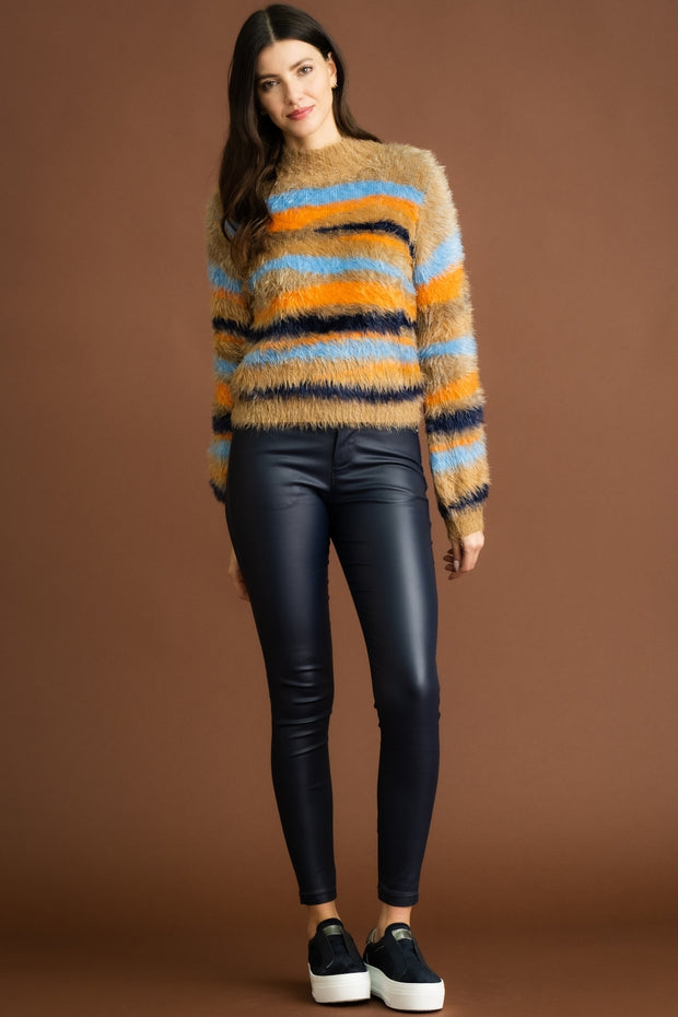 Marble 7133 Brown and Blue Eyelash Sweater