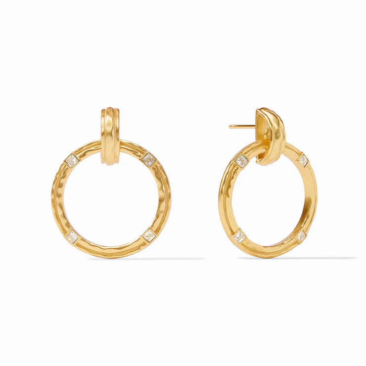 Julie Vos Astor Doorknocker Earring Gold Cubic Zirconia